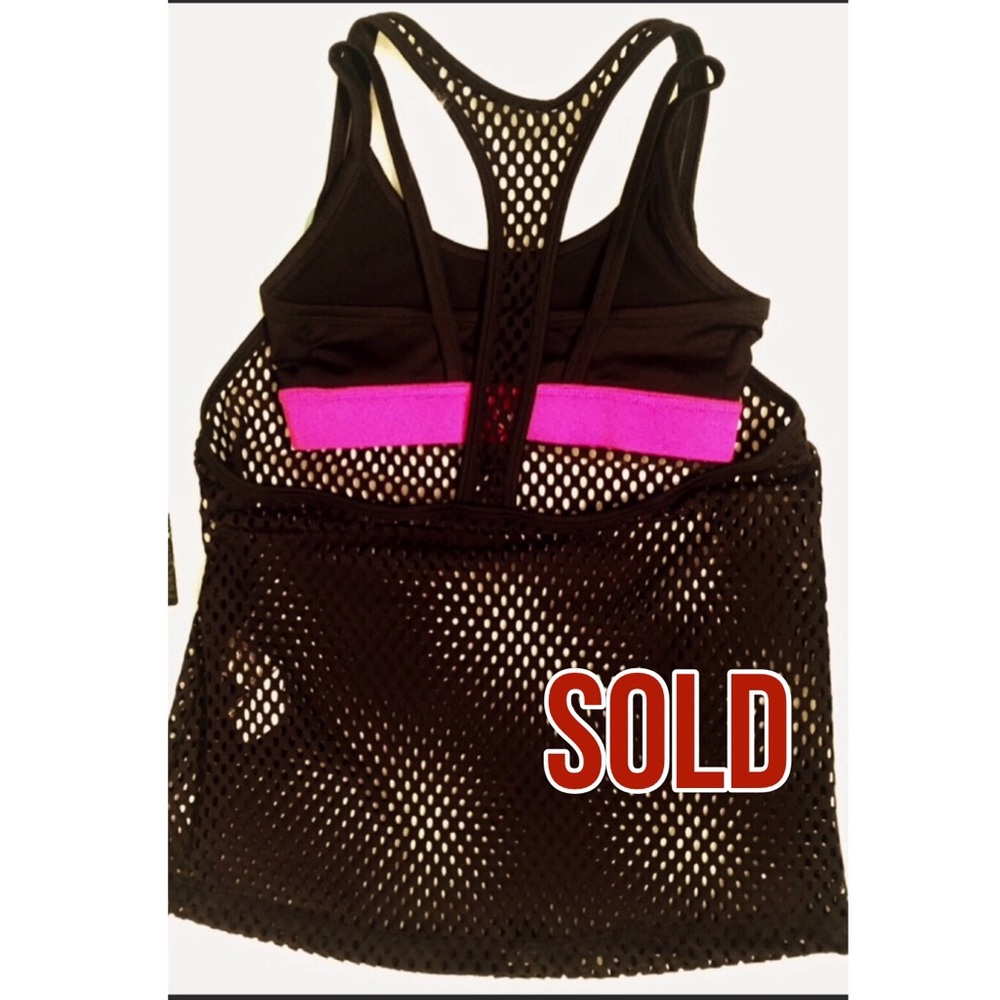 NWT Black Net Workout Tank w/ Built-In Sports Bra